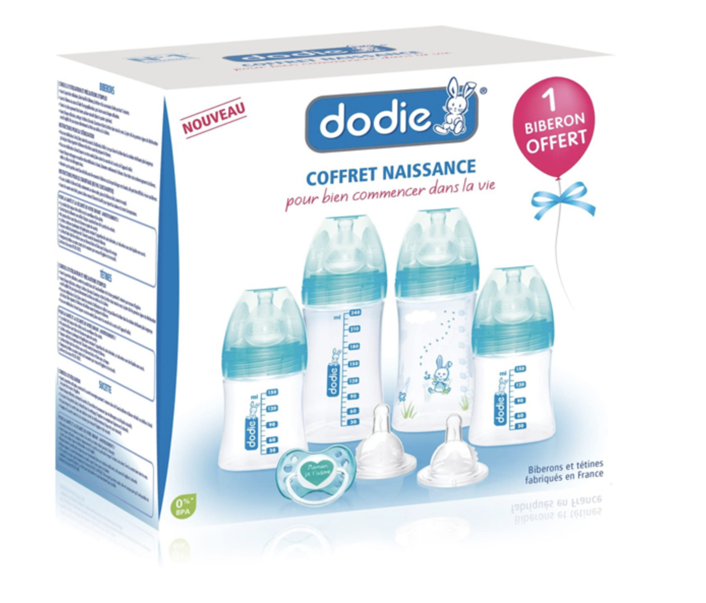 DODIE Coffret Naissance = 4 Biberons + 2 Tétines + 1 Sucette
