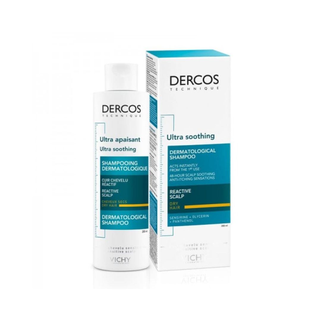 Vichy Dercos Shampoing Dermatologique Ultra Apaisant Cheveux Sec ou Colorés 200 ml