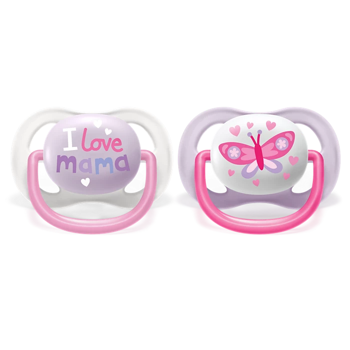 AVENT LOT 2 SUCETTES ULTRA AIR HAPPY 0-6 MOIS Fille 080/02
