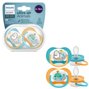 AVENT LOT 2 SUCETTES ULTRA AIR ANIMALS 6-18 MOIS Garçon 080/07
