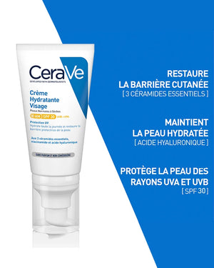 CERAVE CREME HYDRATANTE VISAGE SPF 30 PEAUX NORMALES A SECHES 52 ML