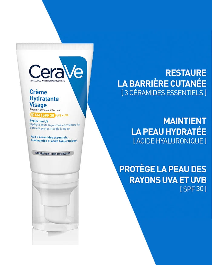 CERAVE CREME HYDRATANTE VISAGE SPF 30 PEAUX NORMALES A SECHES 52 ML