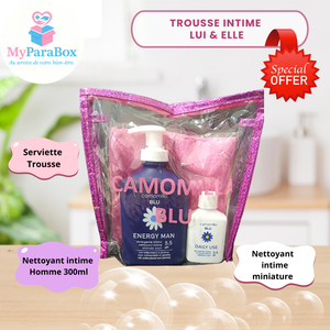 TROUSSE CAMOMILLA ENERGY MAN NETTOYANT INTIME HOMME BIO PH 5.5 300 ML + MINIATURE CAMOMILLA BLU DAILY USE NETTOYANT INTIME PH 5.5 + SERVIETTE TROUSSE