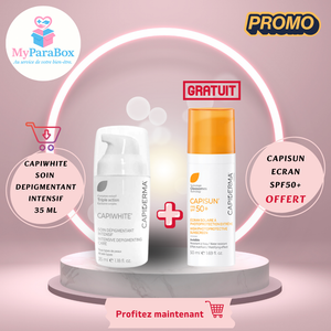 PACK CAPIDERMA: CAPIDERMA CAPIWHITE SOIN DEPIGMENTANT INTENSIF 35 ML + CAPIDERMA CAPISUN ECRAN SOLAIRE PHOTOPROTECTION EXTREME INVISIBLE SPF 50+ 50ml