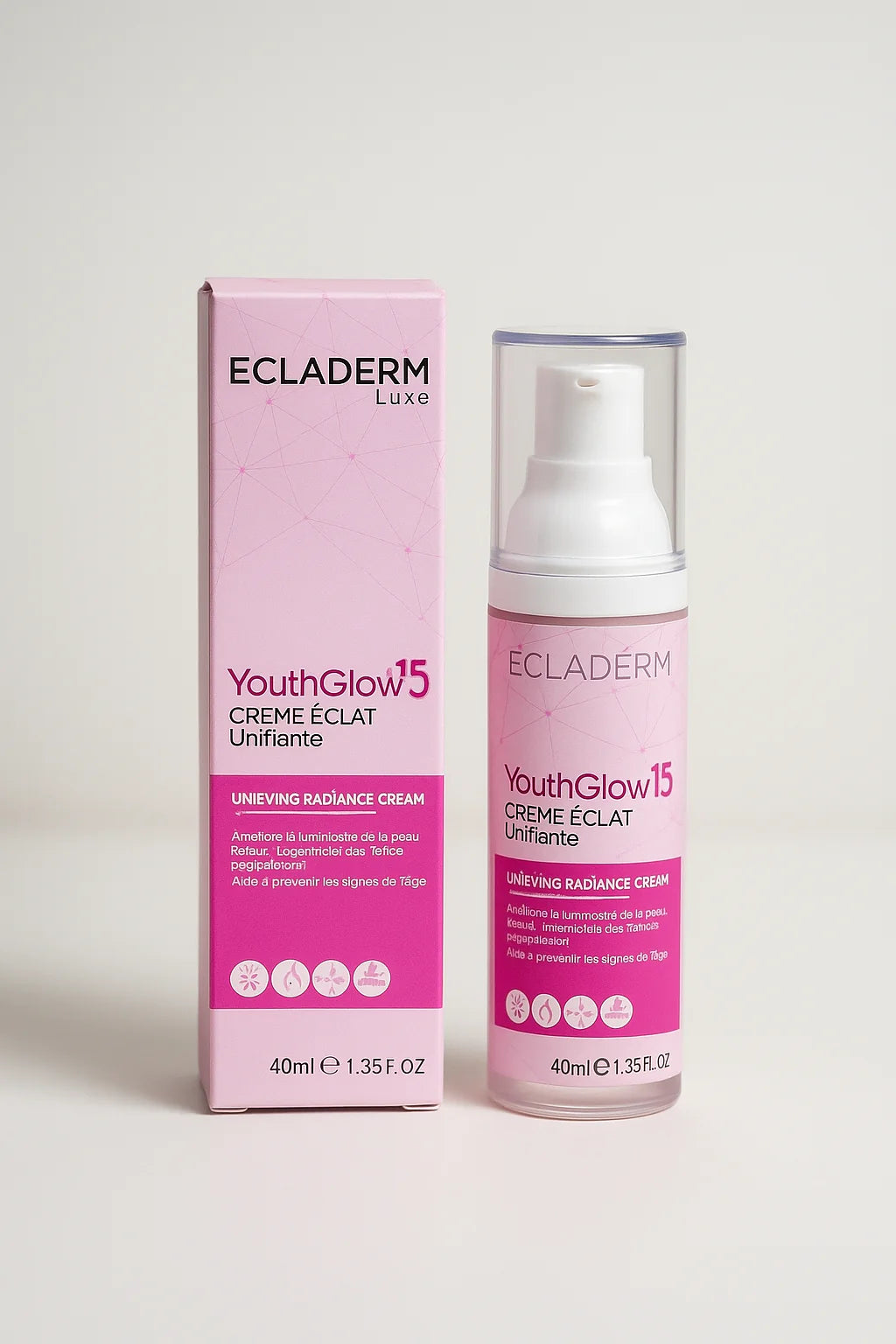 ECLADERM PACK ÉCRAN SOLAIRE FLUIDE INVISIBLE PROTECT GLOW SPF50+ 50 ML + UNIFIANTE 40 ML