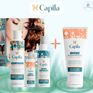 CAPILA GAMME COMPLÈTE ANTI-CHUTE SHAMPOING 200ml +  SÉRUM 30ml +  LOTION 125ml  + MASQUE 200ml