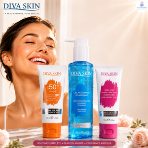 PACK DIVA SKIN: CRÈME SOLAIRE SPF 50+ 50ML+ GEL NETTOYANT ECLAT 200ML+ CRÈME ÉCLAIRCISSANTE ANTI-TACHES 50ML