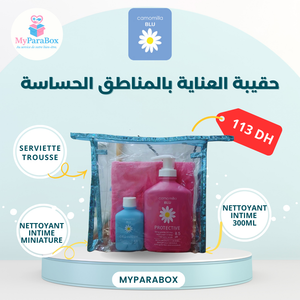 TROUSSE CAMOMILLA BLU PROTECTIVE PH 8.5 300ML+MINIATURE CAMOMILLA BLU DEO FRESH PH 4.5 +SERVIETTE TROUSSE