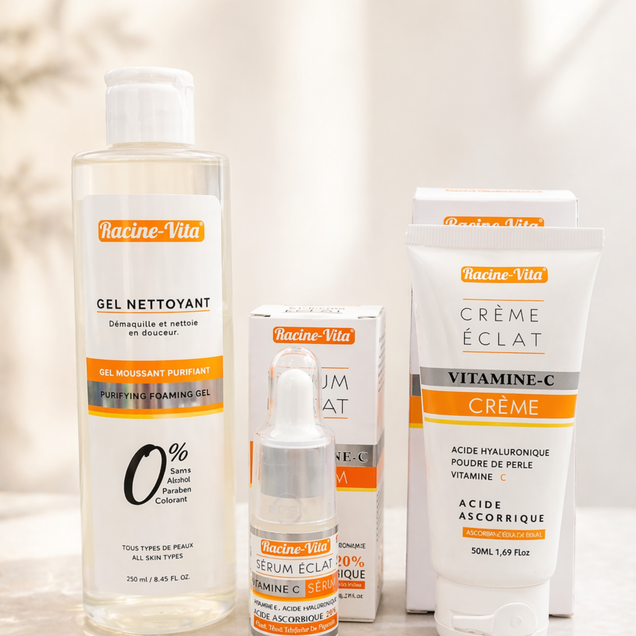 RACINE VITA PACK ECLAT CREME ECLAT VITAMINE C 50 ML + SERUM VITAMINE C + GEL NETTOYANT 250 ML OFFERT