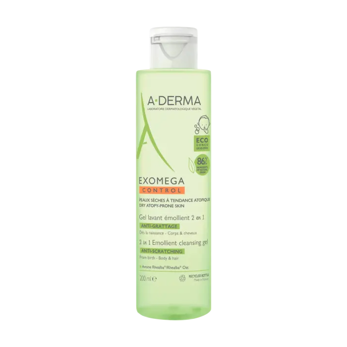 A-DERMA EXOMEGA CONTROL GEL LAVANT ÉMOLLIENT 2 EN 1 ANTI-DÉMANGEAISONS 200ML