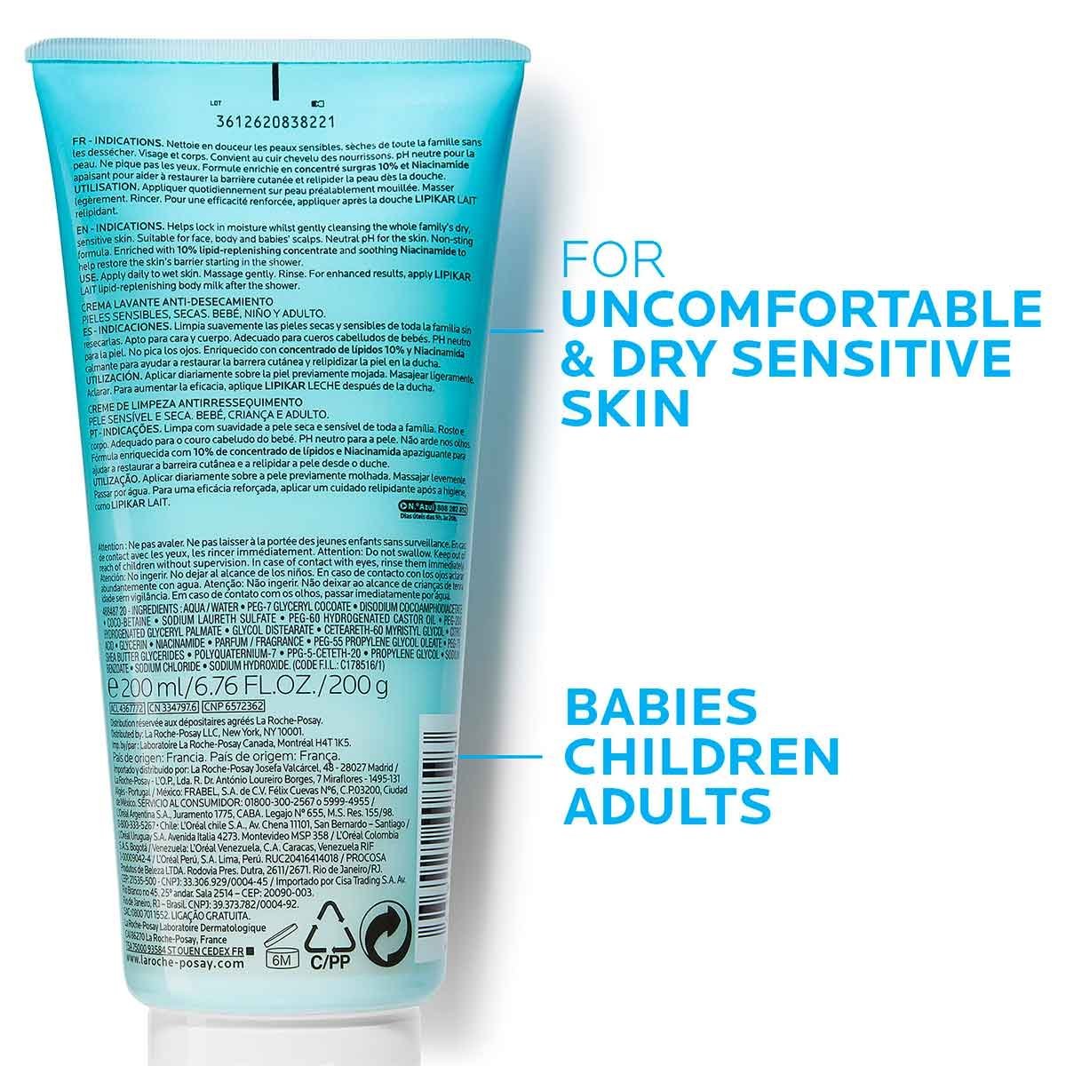 LA ROCHE POSAY LIPIKAR SURGRAS CRÈME LAVANTE 200 ML