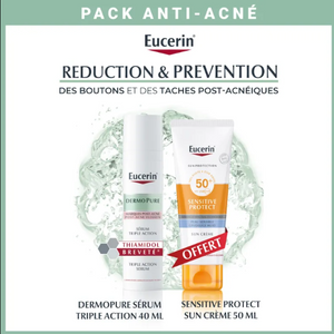 PACK EUCERIN ANTI-ACNÉ (DERMOPURE SÉRUM TRIPLE ACTION 40ML + SENSITIVE PROTECT SUN CRÈME 50ML SPF50+)