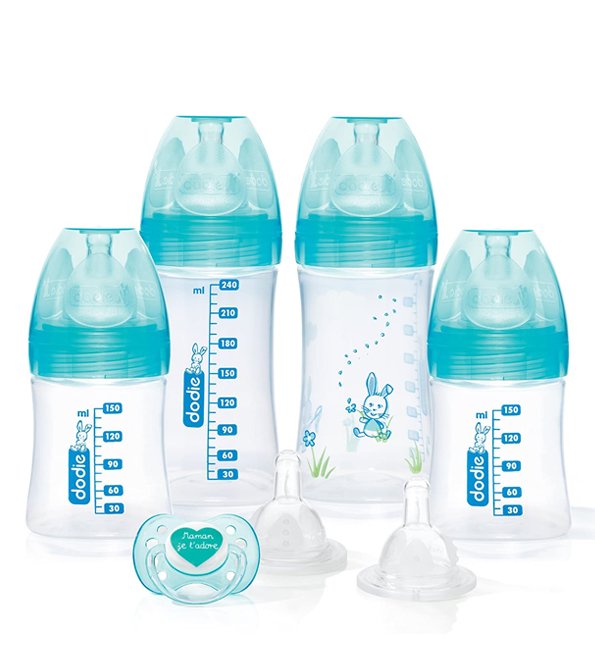 DODIE Coffret Naissance = 4 Biberons + 2 Tétines + 1 Sucette