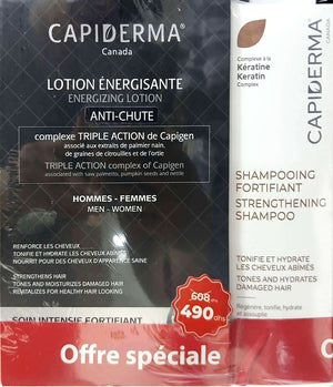 PACK CAPIDERMA LOTION SOIN INTENSIF ANTI-CHUTE 150 ML + SHAMPOOING FORTIFIANT KERATINE 200ML OFFERT