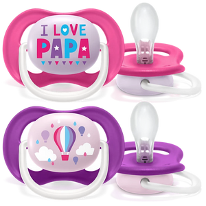 AVENT LOT 2 SUCETTES ULTRA AIR HAPPY 6-18 MOIS Fille 080/04
