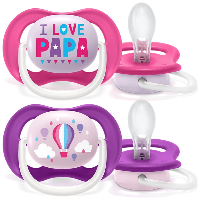 AVENT LOT 2 SUCETTES ULTRA AIR HAPPY 6-18 MOIS Fille 080/04
