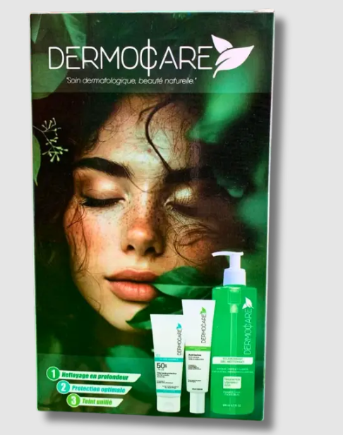 DERMOCARE PACK ECRAN SOLAIRE SPF 50+ + GEL NETTOYANT 200ML + CRÈME ECLAIRCISSANTE