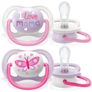 AVENT LOT 2 SUCETTES ULTRA AIR HAPPY 0-6 MOIS Fille 080/02