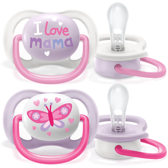 AVENT LOT 2 SUCETTES ULTRA AIR HAPPY 0-6 MOIS Fille 080/02
