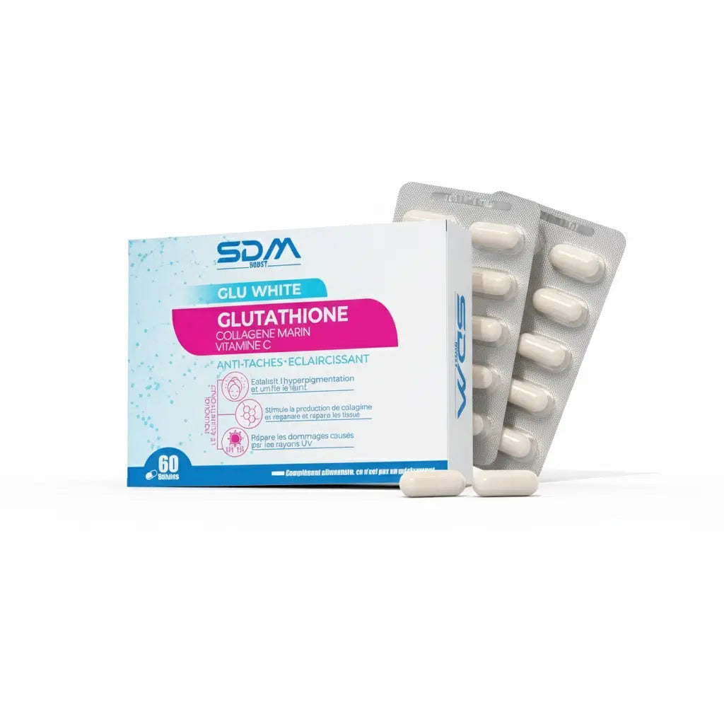 SDM BOOST GLU WHITE GLUTATHIONE 60 GÉLULES – COMPLÉMENT ALIMENTAIRE ÉCLAT & ANTI-TACHES