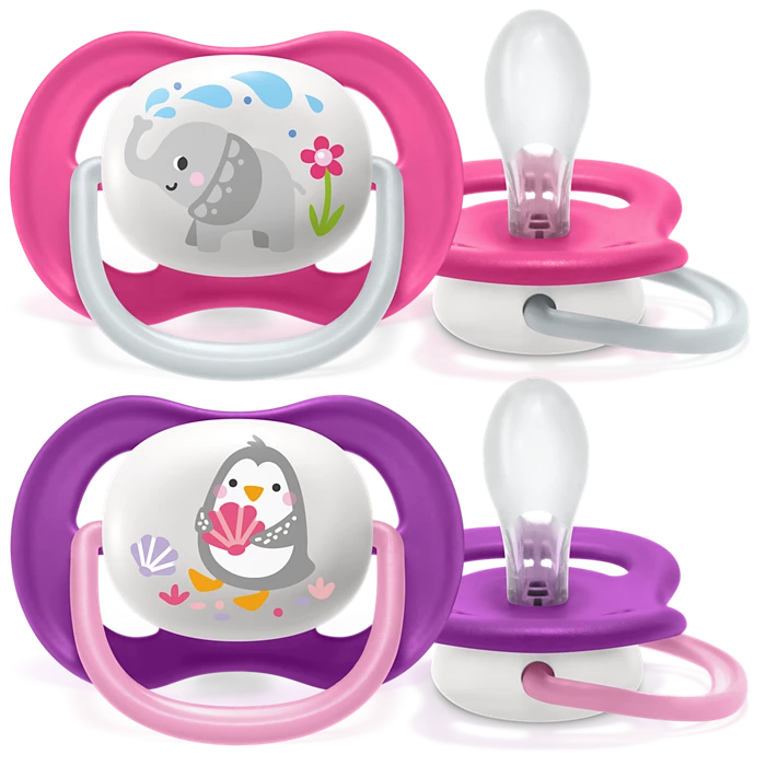 AVENT LOT 2 SUCETTES ULTRA AIR ANIMALS 6-18 MOIS Fille 080/08