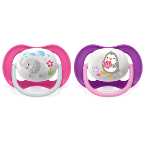 AVENT LOT 2 SUCETTES ULTRA AIR ANIMALS 6-18 MOIS Fille 080/08