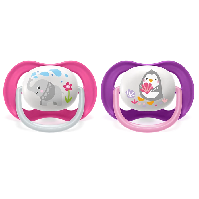 AVENT LOT 2 SUCETTES ULTRA AIR ANIMALS 6-18 MOIS Fille 080/08