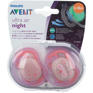 AVENT LOT 2 SUCETTE ULTRA AIR NIGHT 6-18MOIS 376/20 FILLE